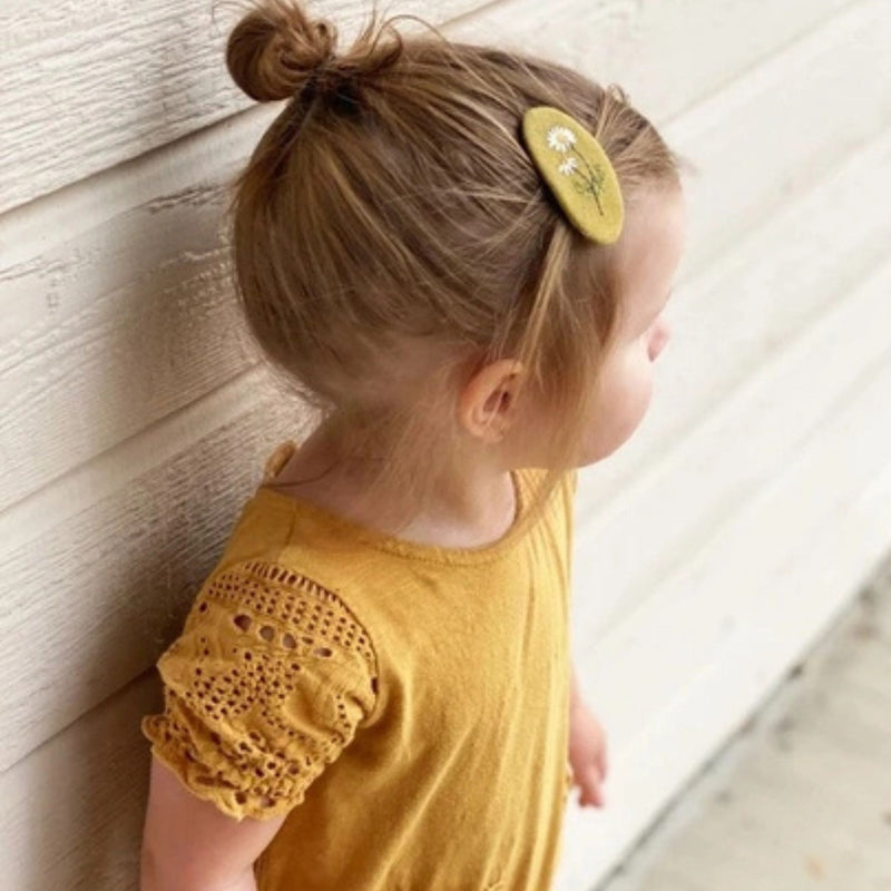 Embroidered Large Snap Clip 3 Pack Hair Clips