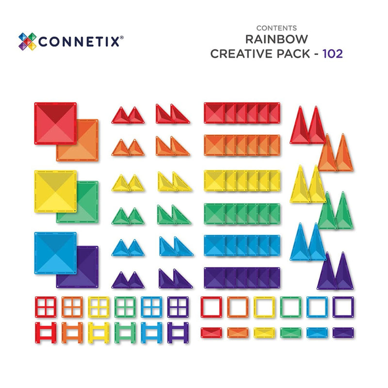 Magnetic Tiles Rainbow - Creative Pack 102 pcs