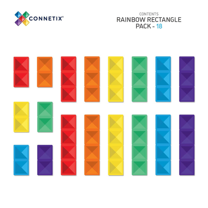 Magnetic Tiles Rainbow - Rectangle Pack 18 pcs