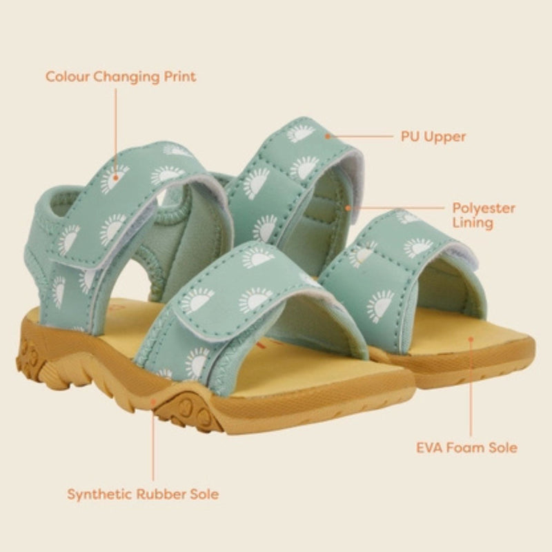 Grass + Air Colour-Changing Sandals Pistachio