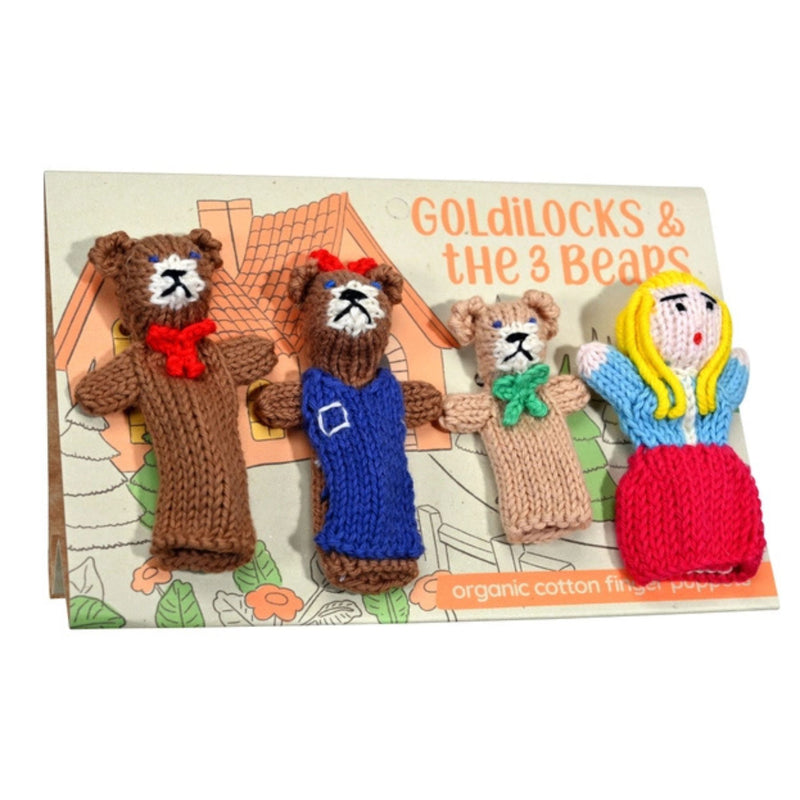 Organic Cotton Finger Puppets Story Pack - Goldilocks + The Three Bears