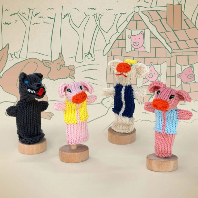 Organic Cotton Finger Puppets Story Pack - Three Little Pigs