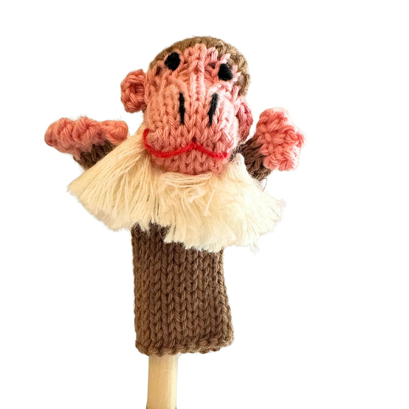 Organic Cotton Finger Puppet - Beard Monkey