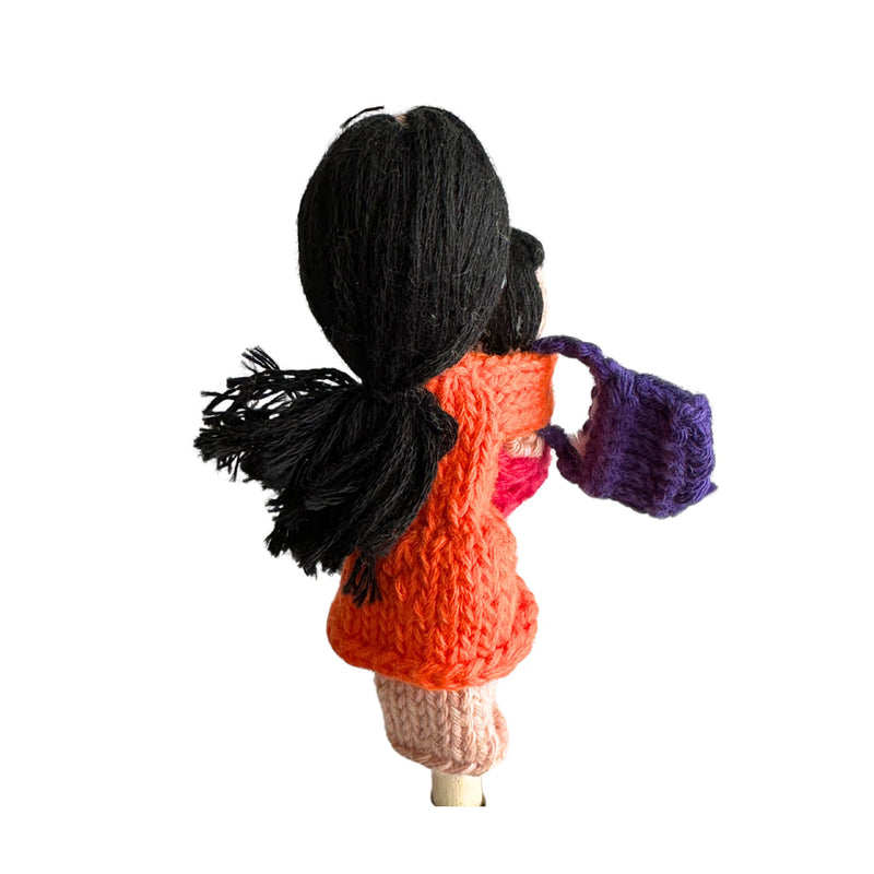 Organic Cotton Finger Puppet - Mother with Baby