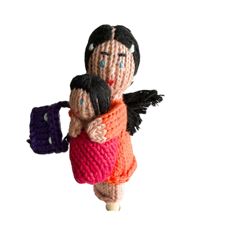 Organic Cotton Finger Puppet - Mother with Baby