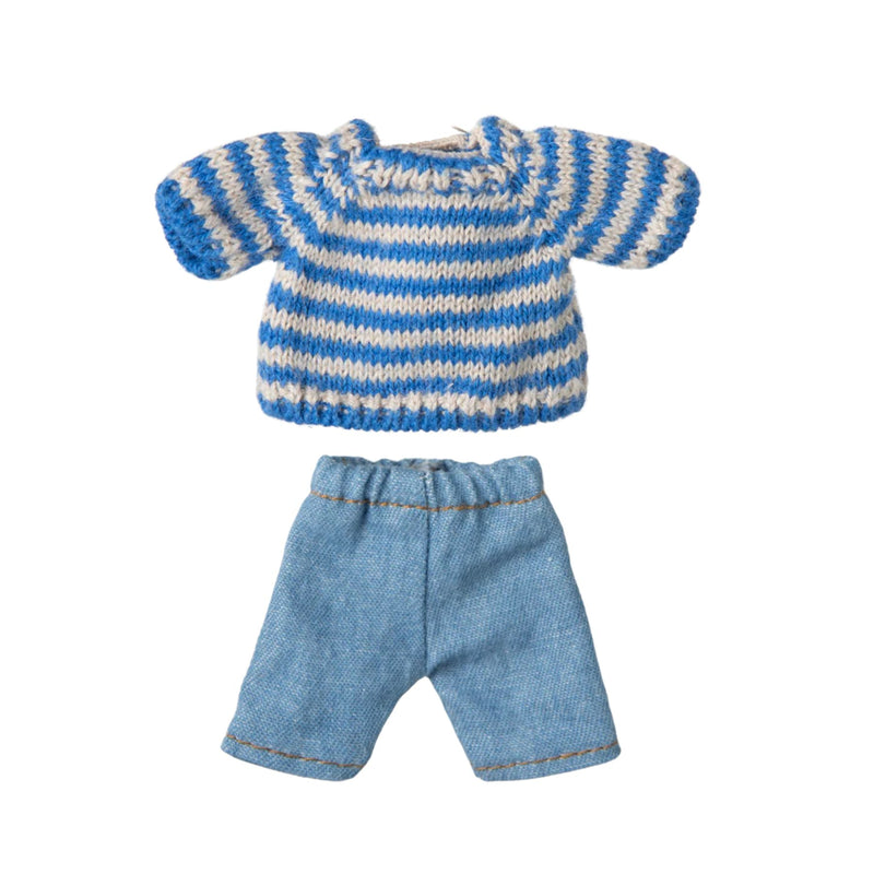 Knitted Blue Stripe Sweater and Pants, Big Brother Mouse