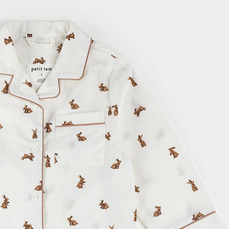 Hoppy Bunnies on Poplin PJ Set