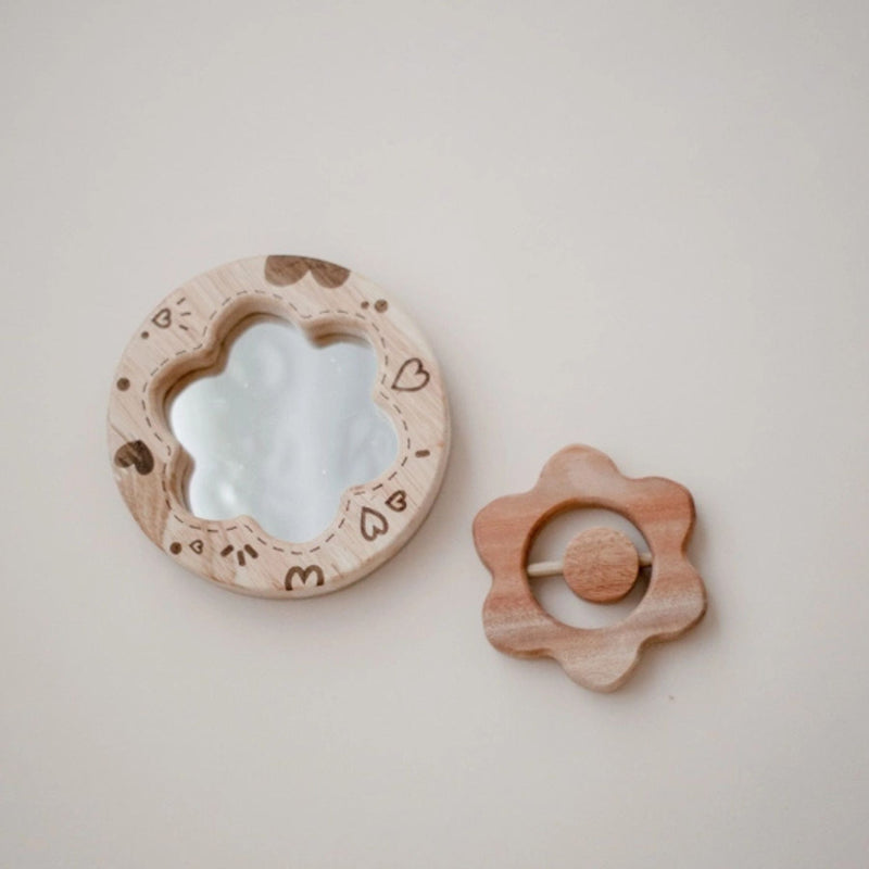 Rattle + Baby Mirror Set