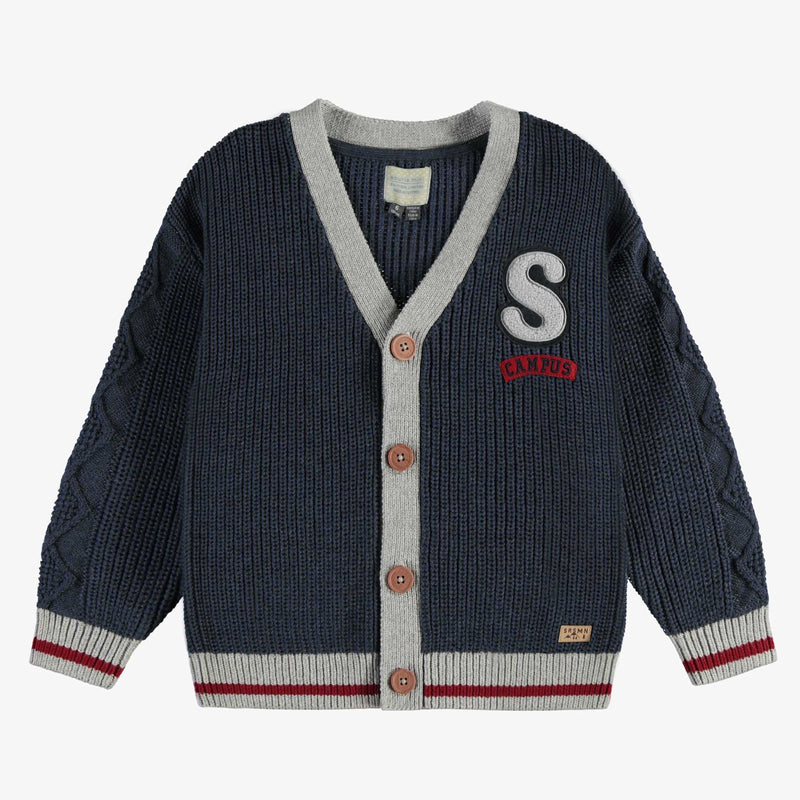 Navy Grey Knitted Cardigan Relax Fit