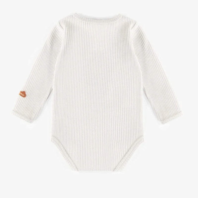 Organic Cotton Cream Henley Collar Bodysuit