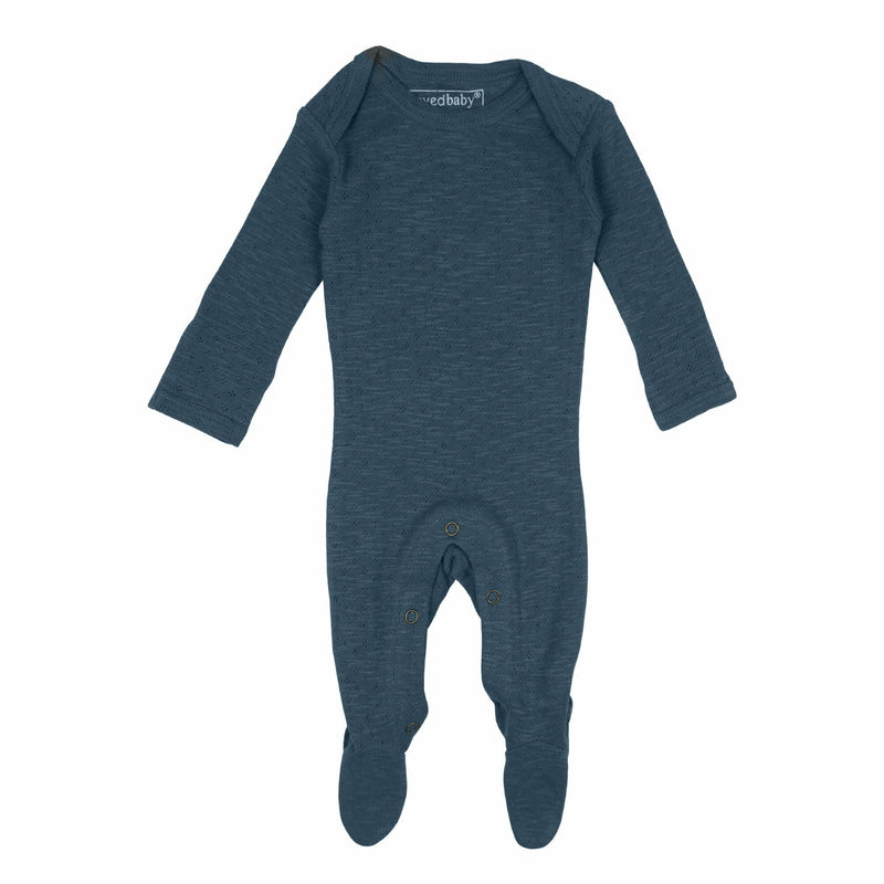 L'ovedbaby Pointelle Lap Shoulder Footie-Simply Green Baby
