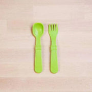 Re-Play Toddler (Fork + Spoon) Utensil Set-Simply Green Baby
