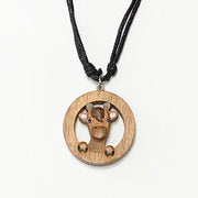 Wooden Animal Face Pendant with Adjustable Knots-Simply Green Baby