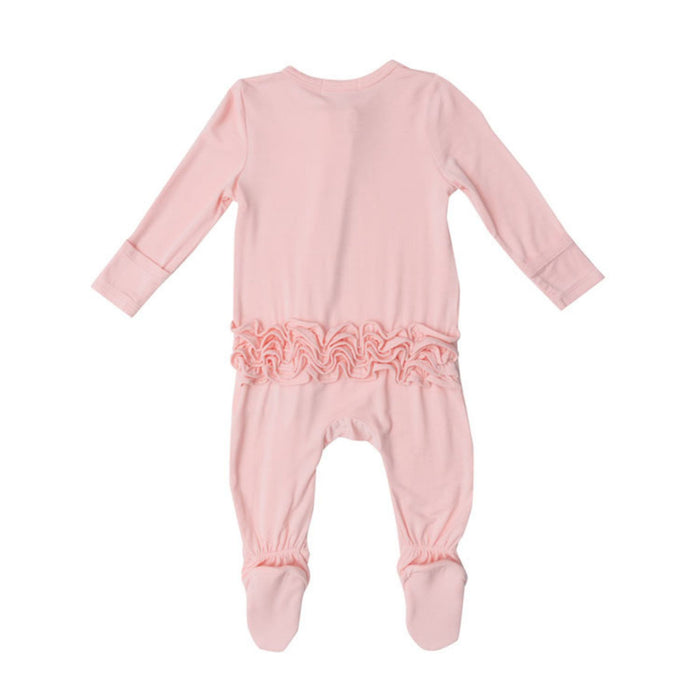 Bamboo 2 Way Ruffle Back Zipper Footie