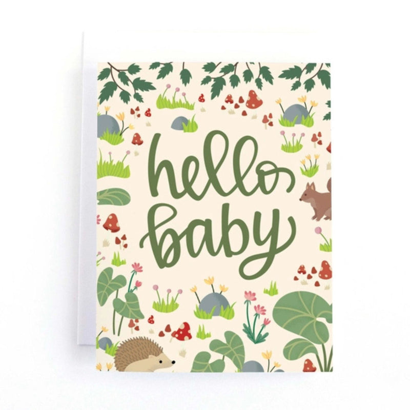 "Hello Baby" Woodland Forest Baby Shower Card