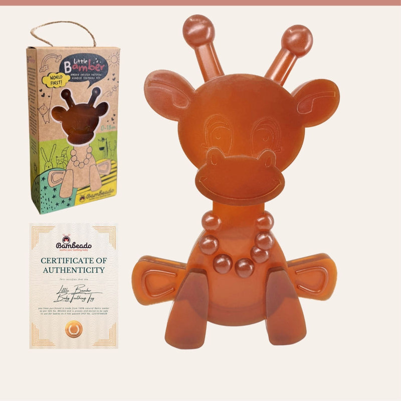 Natural Rubber + Baltic Amber Teether, Little Bamber