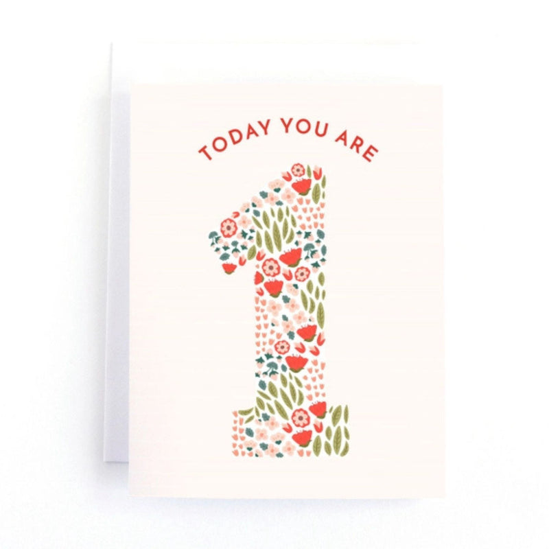 "Today You Are 1" Floral First Birthday Card