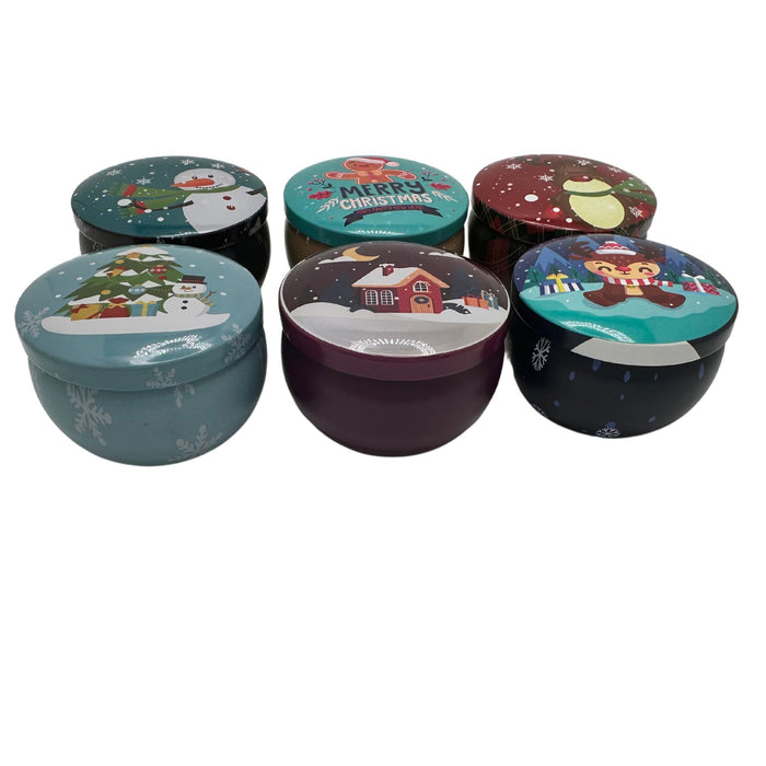 Round Christmas Tin Boxes - Small