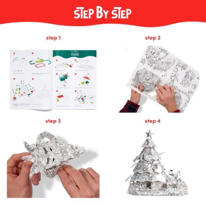 Christmas Tree + Train 3D Puzzle Colouring Set