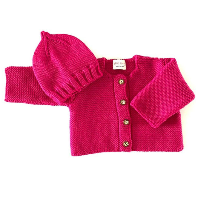 Merino Wool Newborn - Cardigan + Cap Set