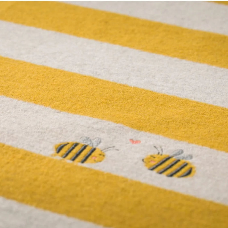 Juwel Baby Flannel Blanket - Stripes with Embroidered Bees