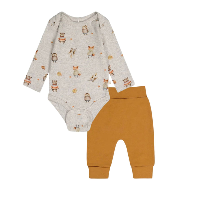 Organic Cotton Onesie and Evolution Pants Set, Animal Print