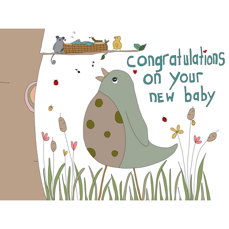 Congratulations on your new baby | Mama Bird and Nest Baby Card
