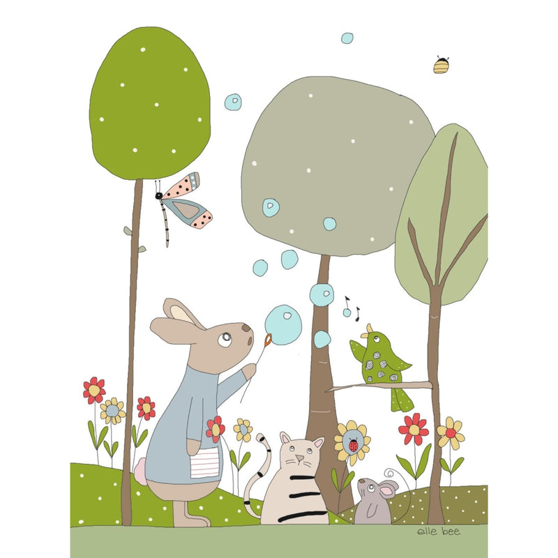 Bunny Blowing Bubbles, Birthday Card