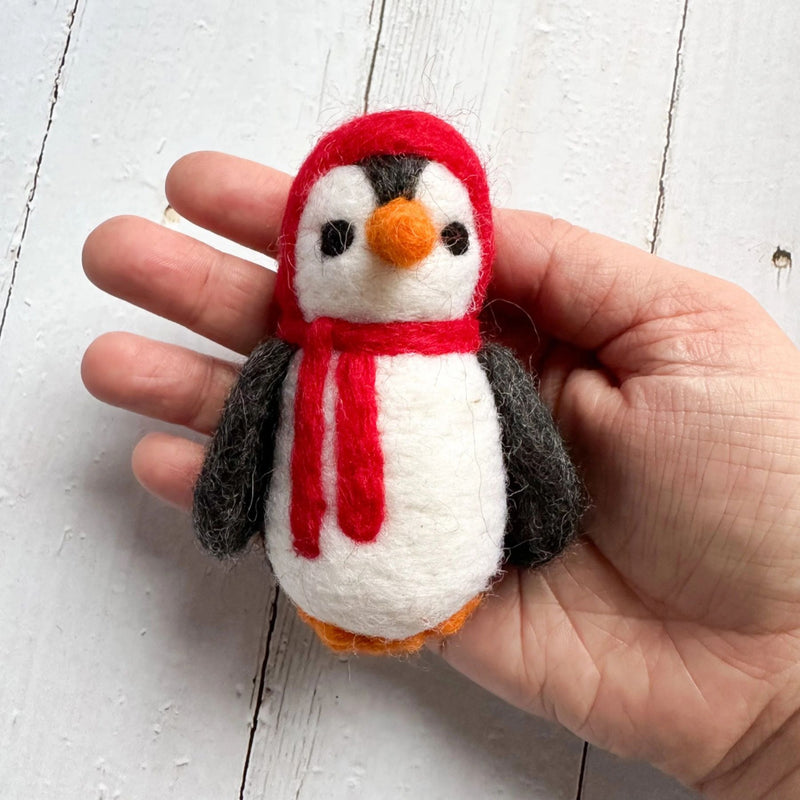 Felt Penguin with Red Hat