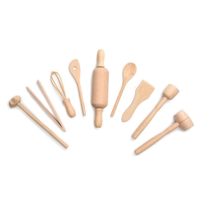 Wooden Kitchen Tools for Kids, 9-Piece Set