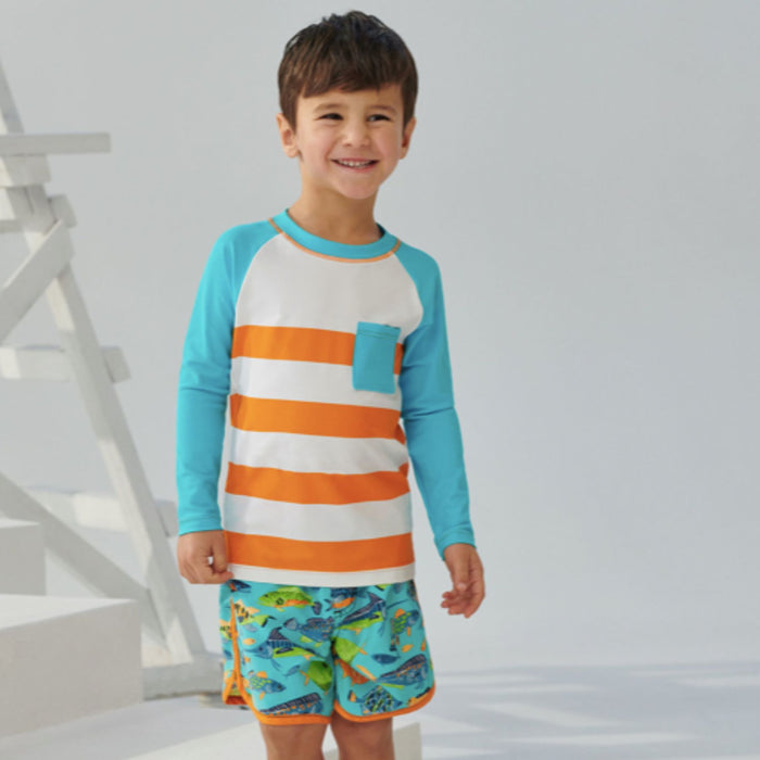 Hatley LS Rashguard + Shorts Swim Set - Ocean Life