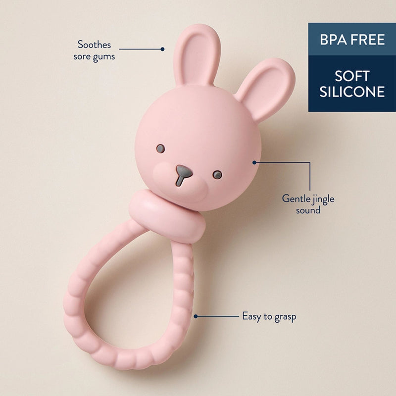 Shake + Smile Silicone Rattle Teether