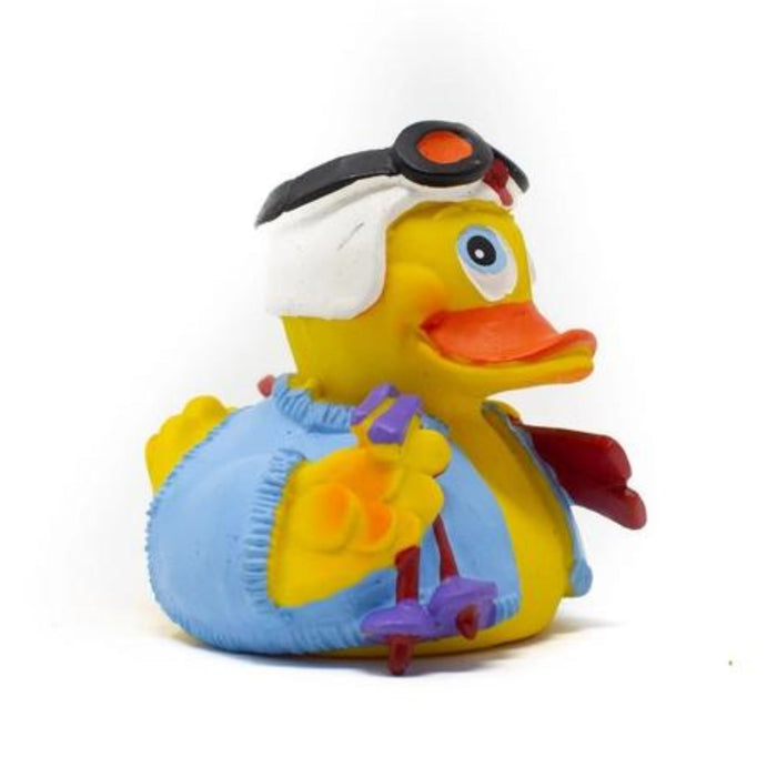 Natural Rubber Duck - Skier with Squeaker