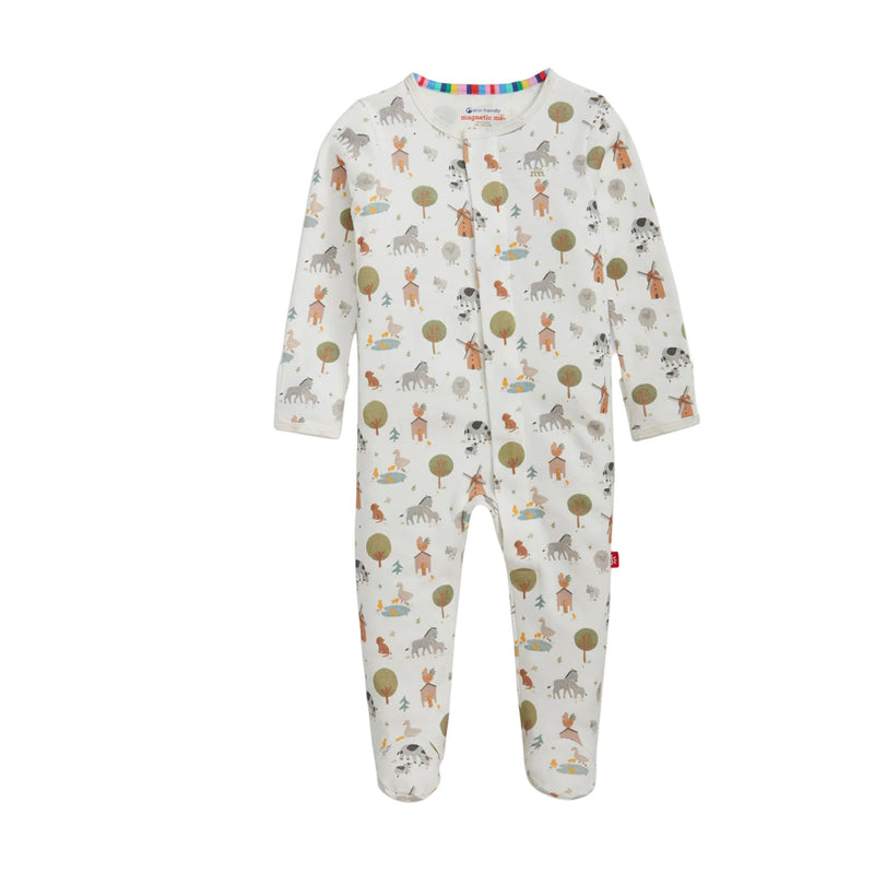 Organic Cotton Magnetic Footie - Funny Farm