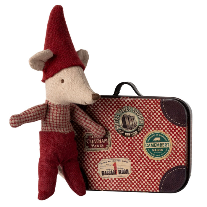 Baby Christmas Mouse in Suitcase