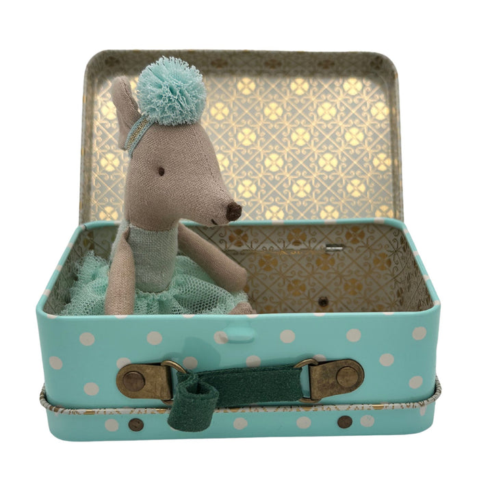 Light Mint Ballerina Little Mouse in Suitcase