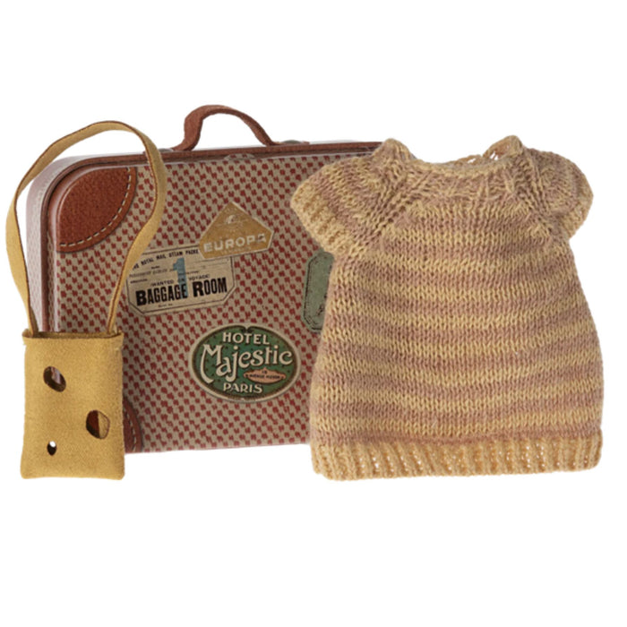 Big Sister Mouse Clothes - Knitted Dress + Bag in Suitcase