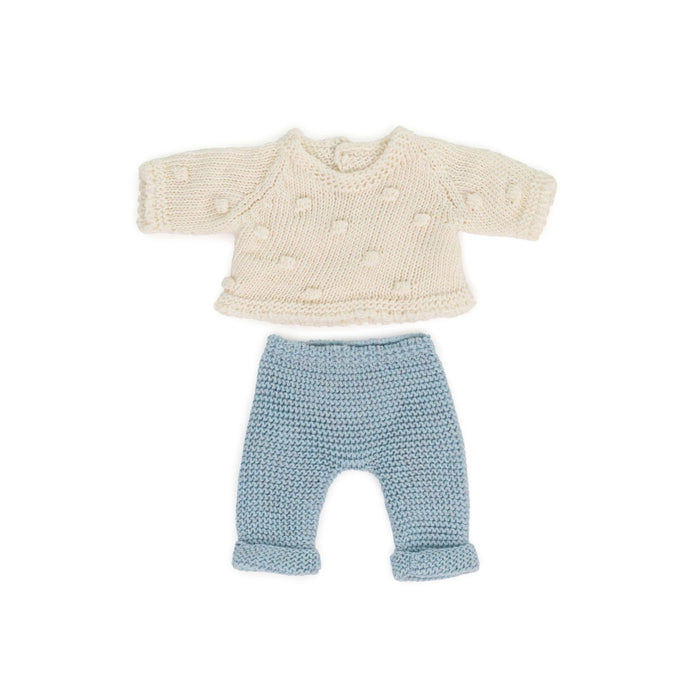 Small Doll Clothes - Knitted Outfit, Sweater + Trousers, 8 1/4