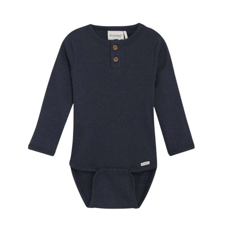 Baby Modal Rib Long Sleeve Bodysuit Blue