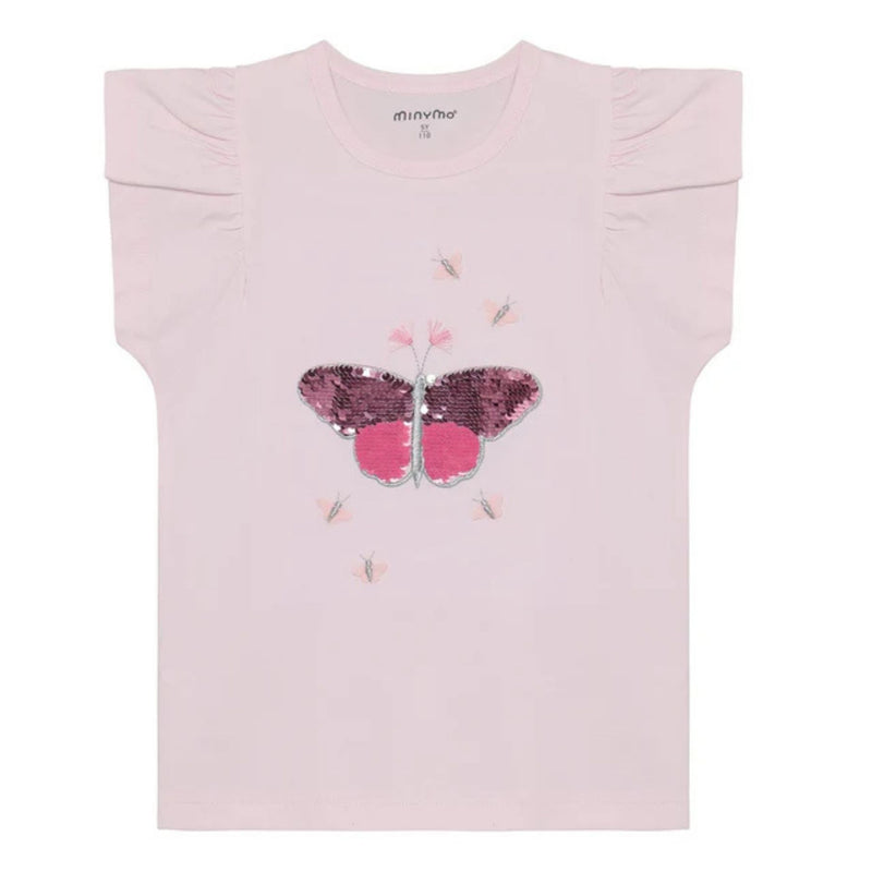 Cotton T-Shirt Rose with Sequin Butterfly