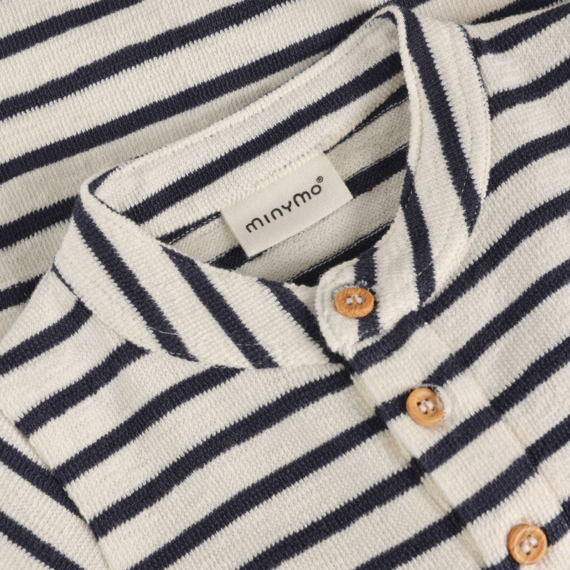 Organic Knit Cotton Blue Stripe Romper