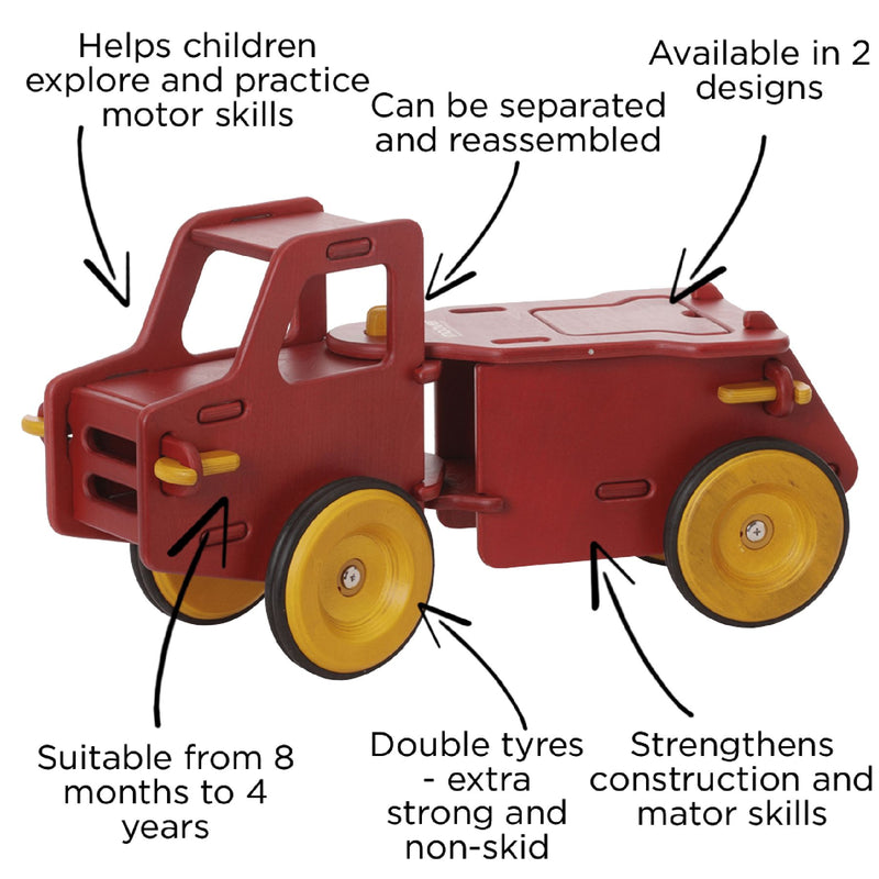 Wooden Baby Ride-On Truck, Red