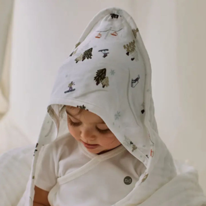 9-Layer Organic Cotton Muslin Hooded Baby Bath Towel