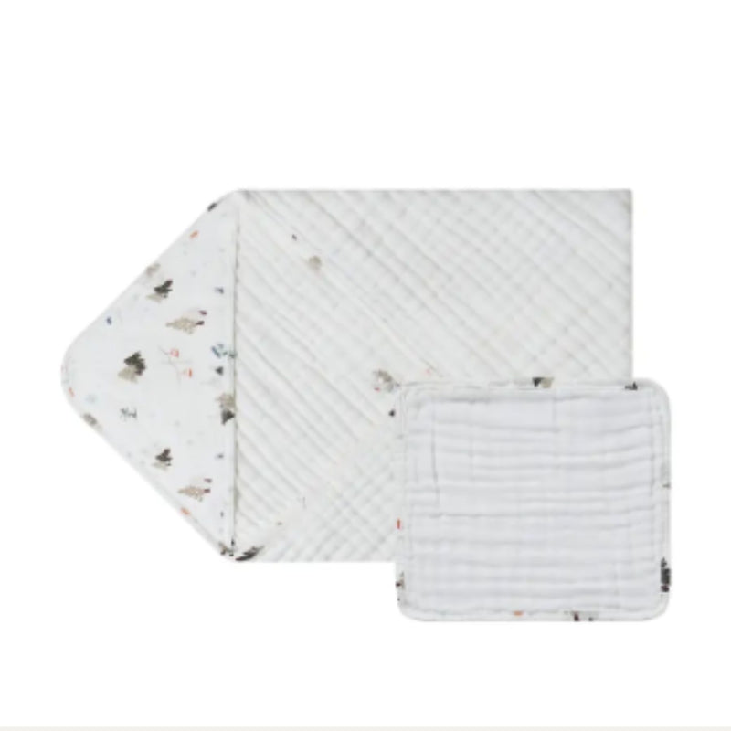 9-Layer Organic Cotton Muslin Hooded Baby Bath Towel