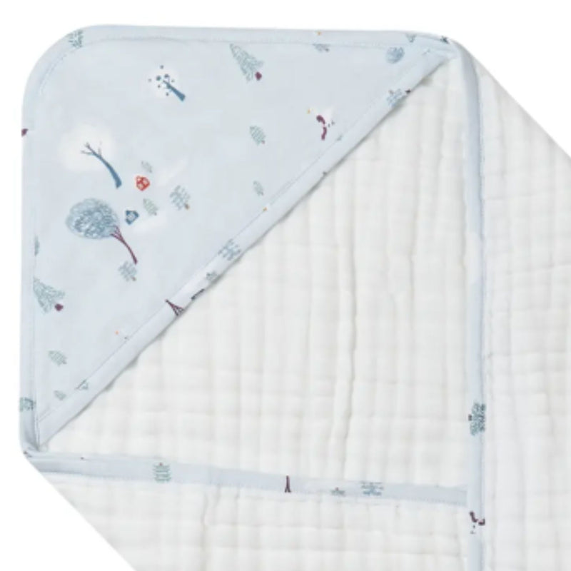 9-Layer Organic Cotton Muslin Hooded Baby Bath Towel