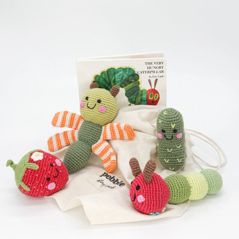 Hungry Caterpillar Book and Organic Cotton Rattles Set