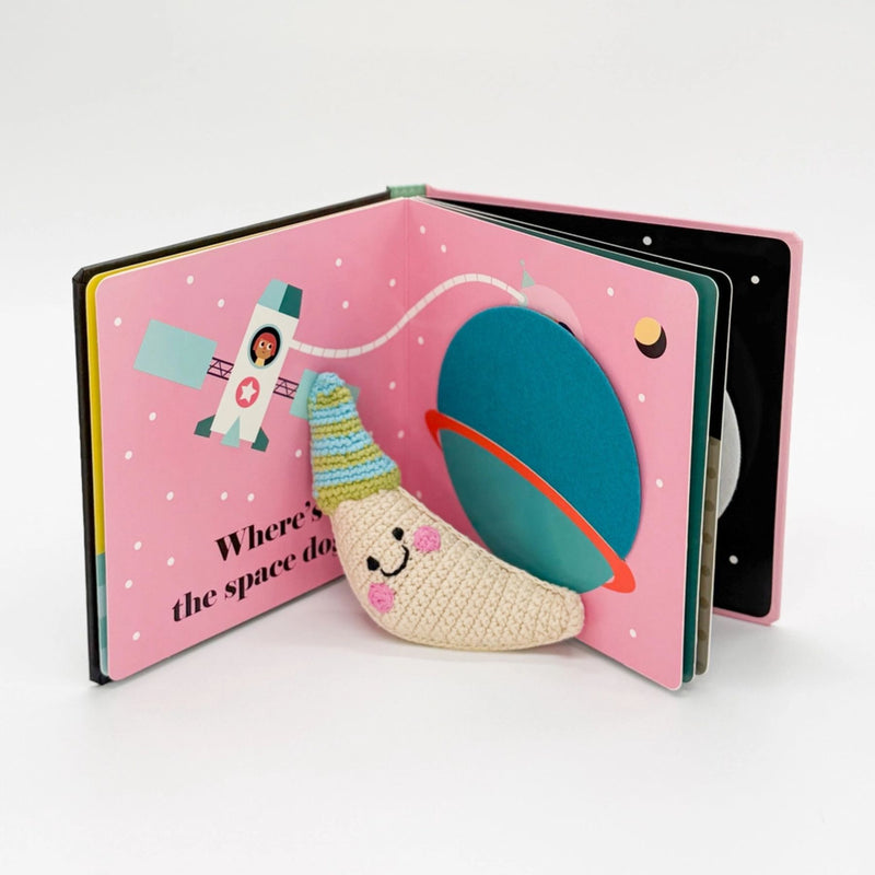 Where's the Astronaut? Book and Space Themed Organic Cotton Rattles Set