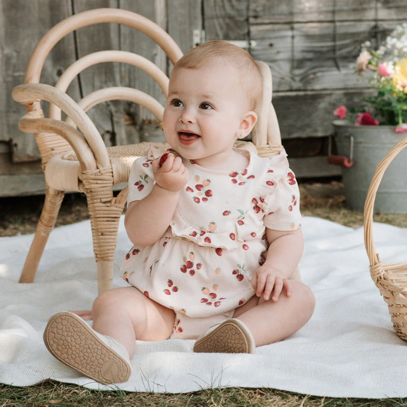 Strawberry Pint Ribbed Bubble Romper