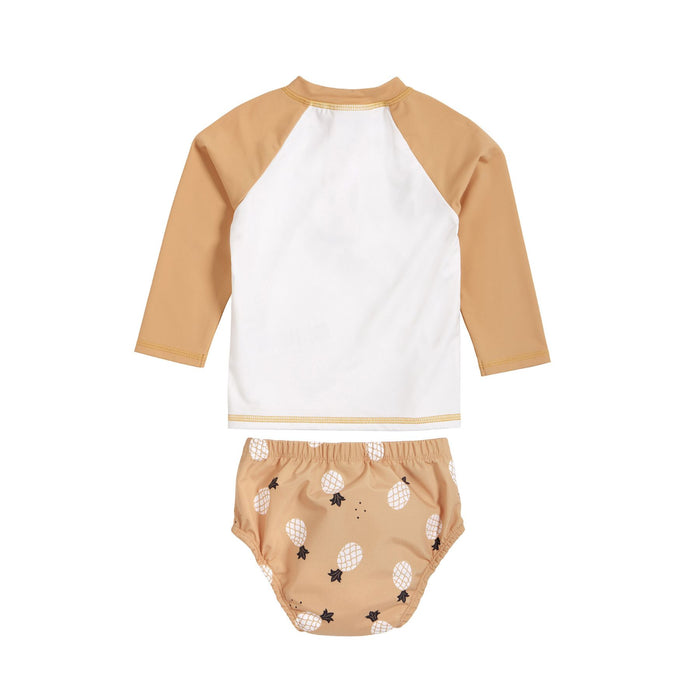 Raglan Rashguard + Swim Diaper Set, Pineapple