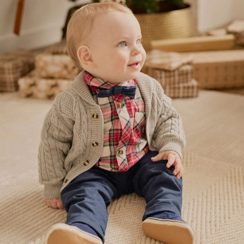Red Plaid Shirt + Pants 3pc Set